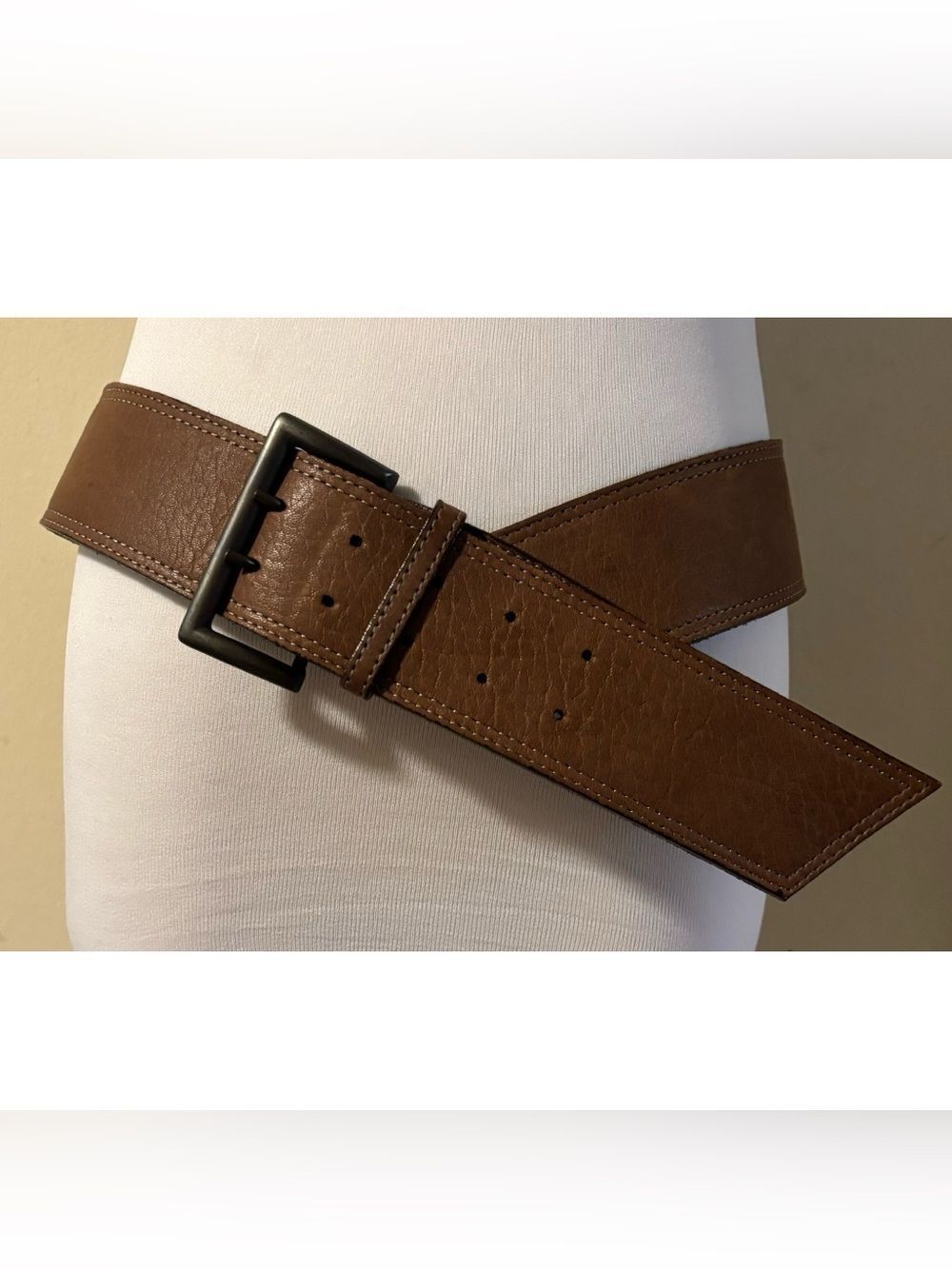 Vintage Abaco Made in France Casual Leather Belt in Cacao Size L